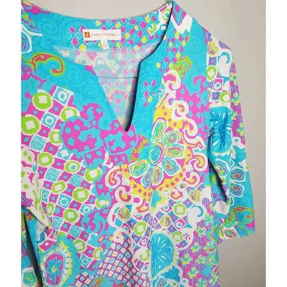 Jude Connally Colorful Printed Medallion Dress 3/4 Sleeves Women's Size Small - Picture 4 of 13